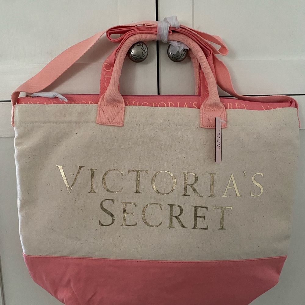 Victoria's Secret Pink and Cream Tote Bag with Classic Design